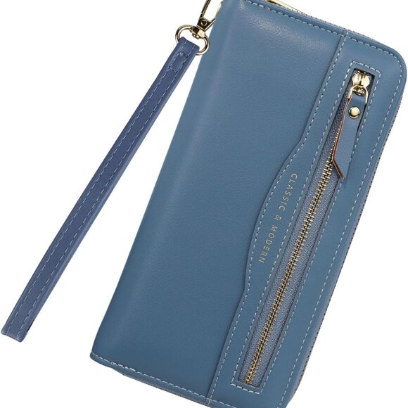 Wristlet Wallet for Women PU Leather Large Capacity with Detachable Strap - Picture 1 of 6